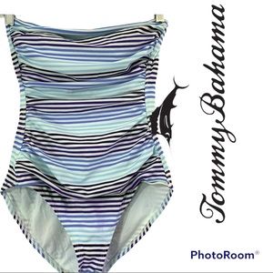 TOMMY BAHAMAS BLUE STRIP OUT ONE PIECE